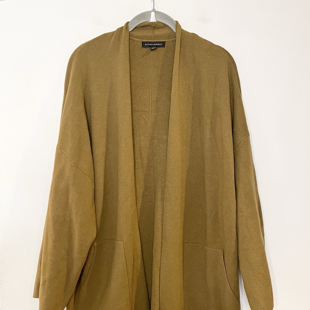 Banana Republic Mustard Yellow Open Cardigan Duster Oversized Kimono Sleeve XS/S - Picture 3 of 7